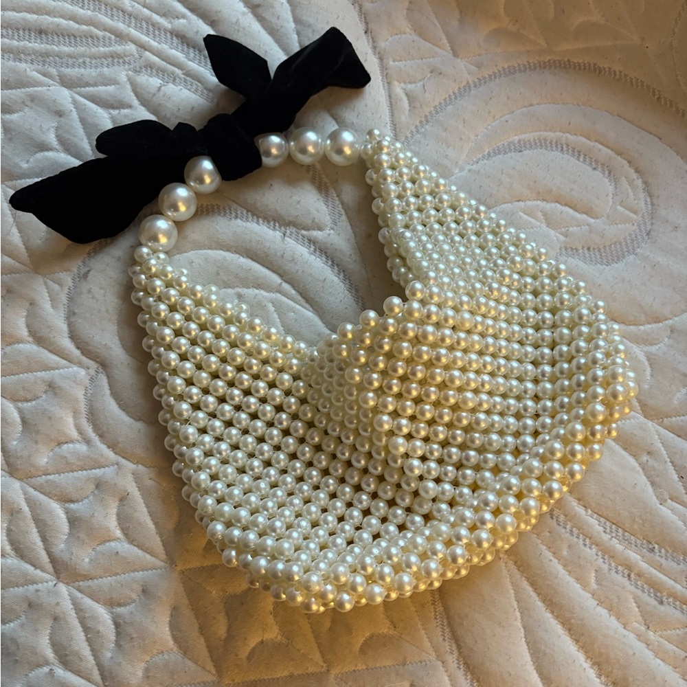 Target Pearl Beaded Bag with Black Bow